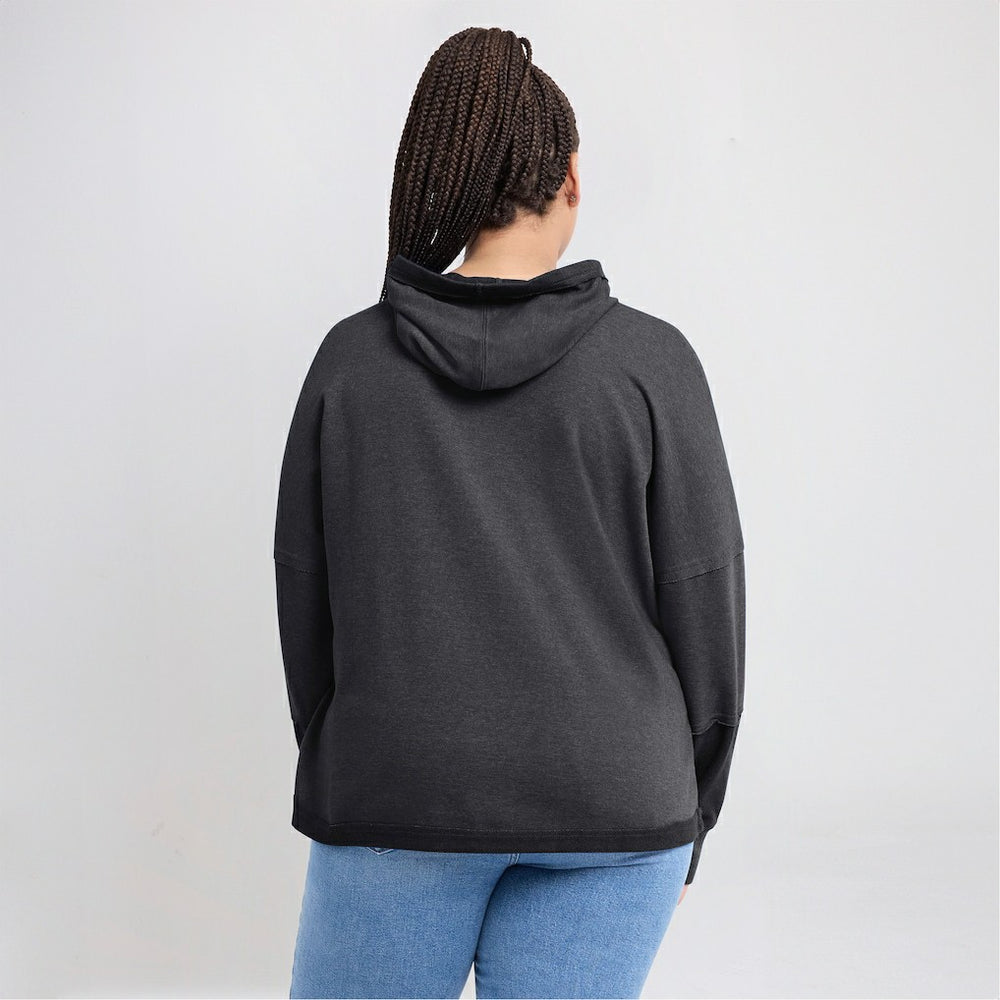 New Orleans Saints Women's Lightewight Modest Crop Lounge Helmet Arch Pullover Hoodie Charcoal | Fanatics