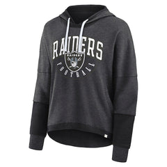 Las Vegas Raiders Women's Lightewight Modest Crop Lounge Helmet Arch Pullover Hoodie Charcoal | Fanatics