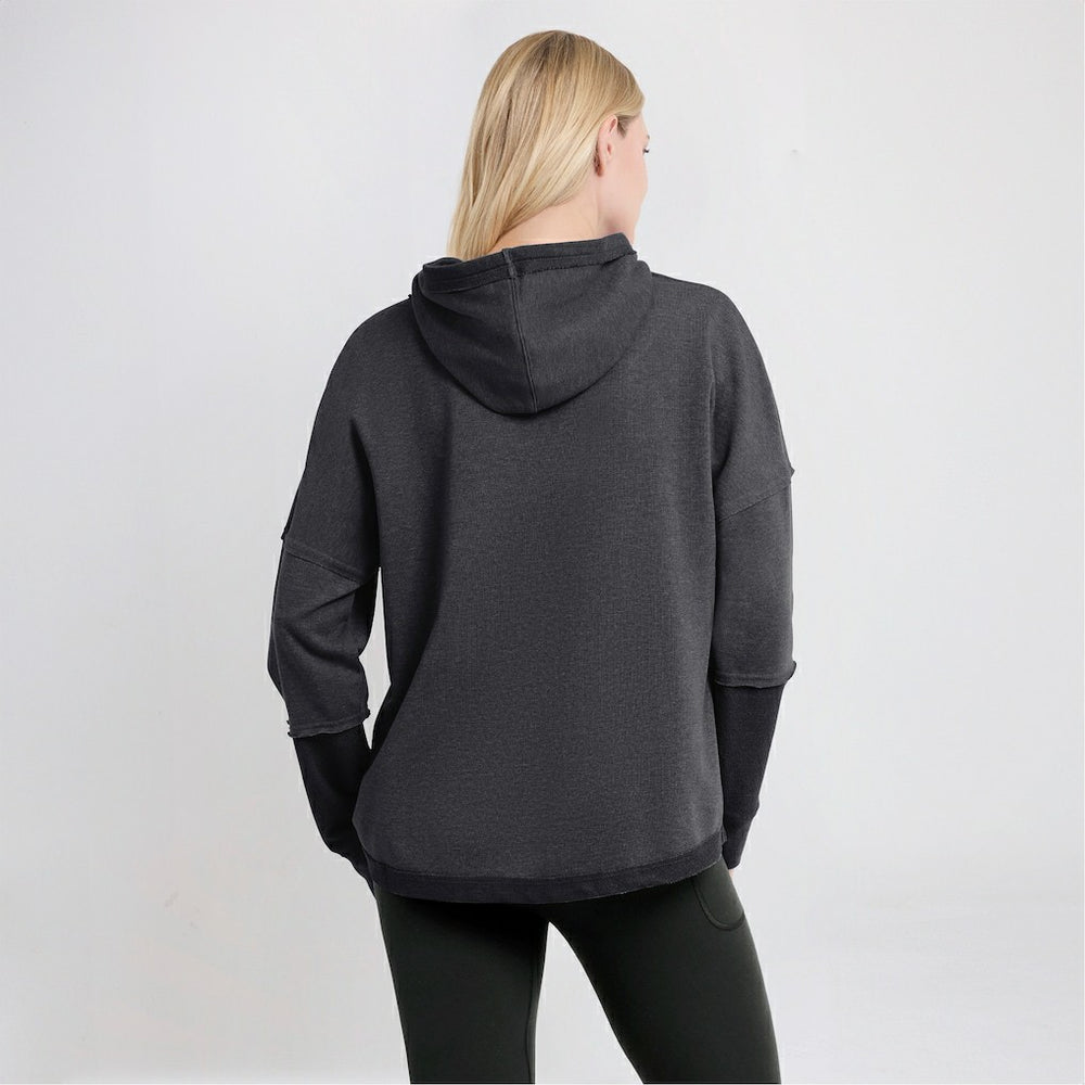 Las Vegas Raiders Women's Lightewight Modest Crop Lounge Helmet Arch Pullover Hoodie Charcoal | Fanatics