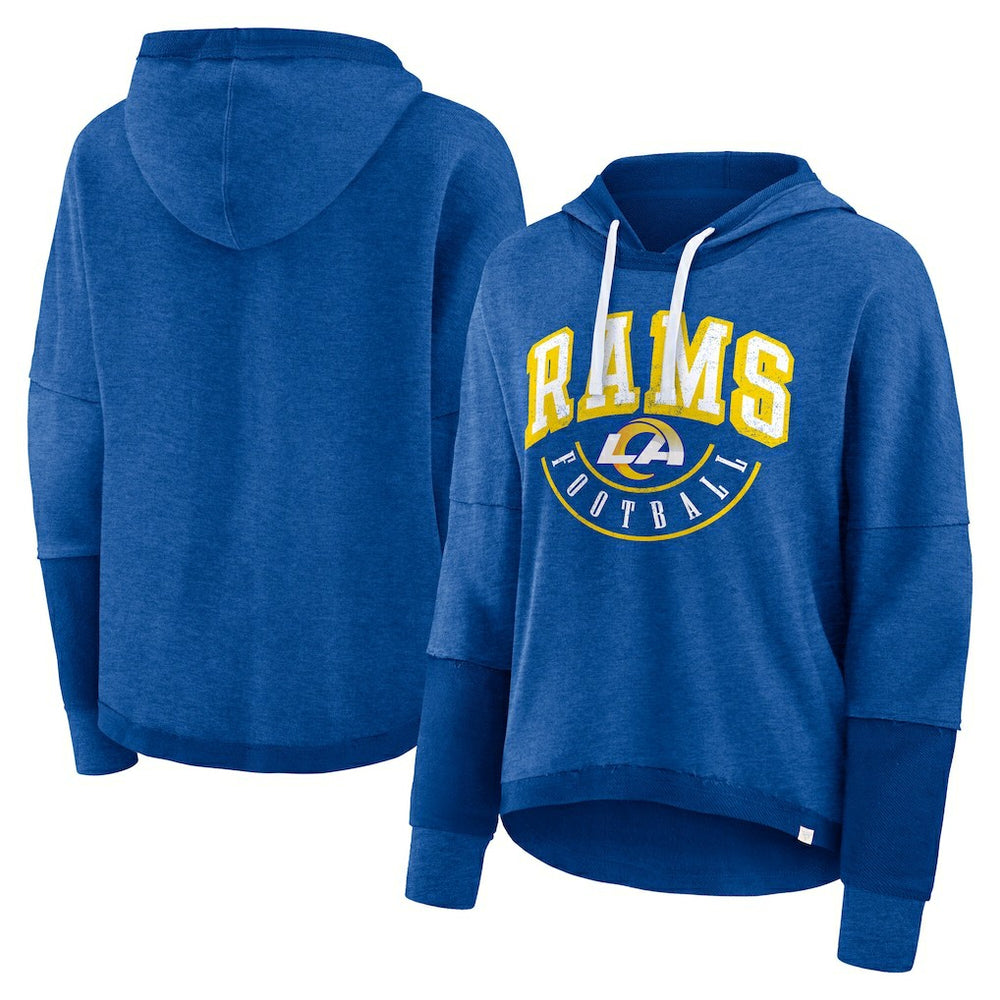 Los Angeles Rams Women's Lightewight Modest Crop Lounge Helmet Arch Pullover Hoodie Royal | Fanatics