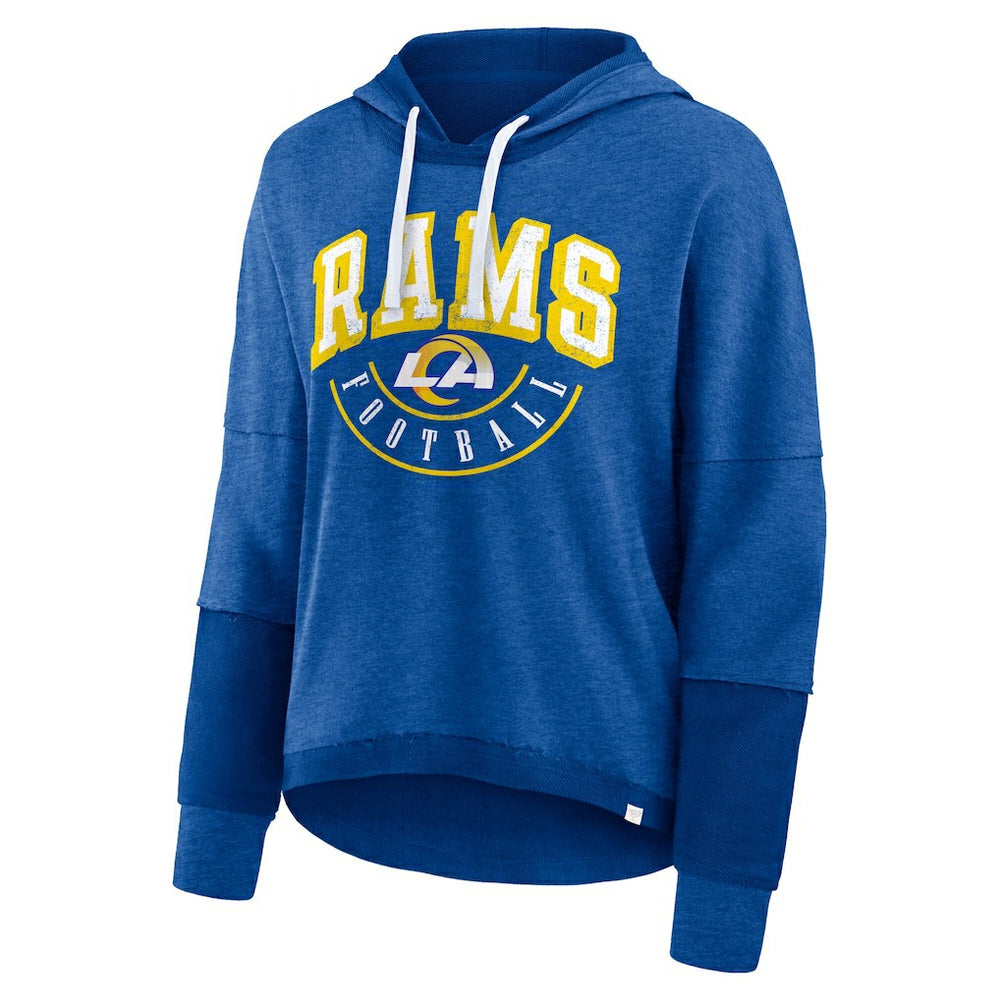 Los Angeles Rams Women's Lightewight Modest Crop Lounge Helmet Arch Pullover Hoodie Royal | Fanatics