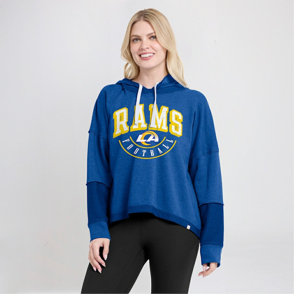 Los Angeles Rams Women's Lightewight Modest Crop Lounge Helmet Arch Pullover Hoodie Royal | Fanatics