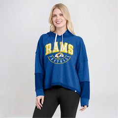 Los Angeles Rams Women's Lightewight Modest Crop Lounge Helmet Arch Pullover Hoodie Royal | Fanatics