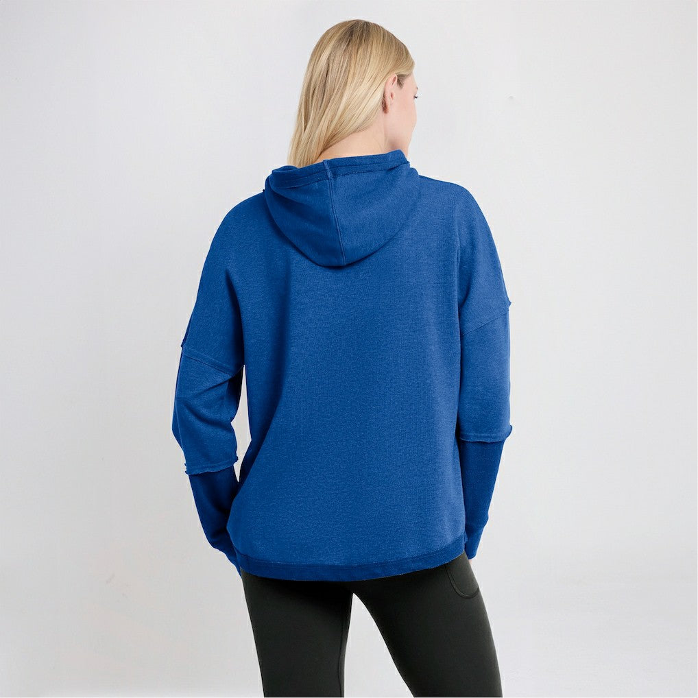 Los Angeles Rams Women's Lightewight Modest Crop Lounge Helmet Arch Pullover Hoodie Royal | Fanatics