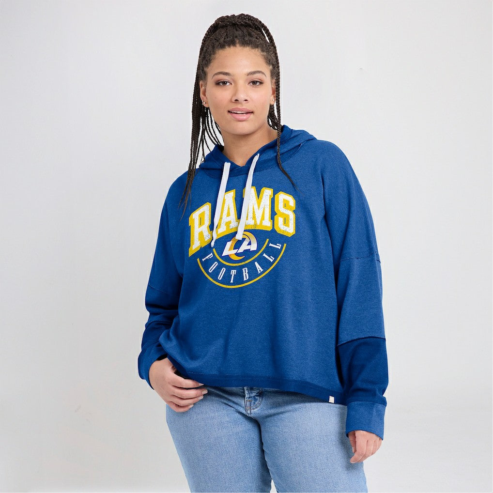 Los Angeles Rams Women's Lightewight Modest Crop Lounge Helmet Arch Pullover Hoodie Royal | Fanatics