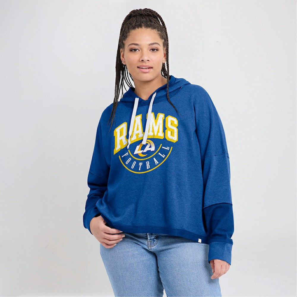Los Angeles Rams Women's Lightewight Modest Crop Lounge Helmet Arch Pullover Hoodie Royal | Fanatics