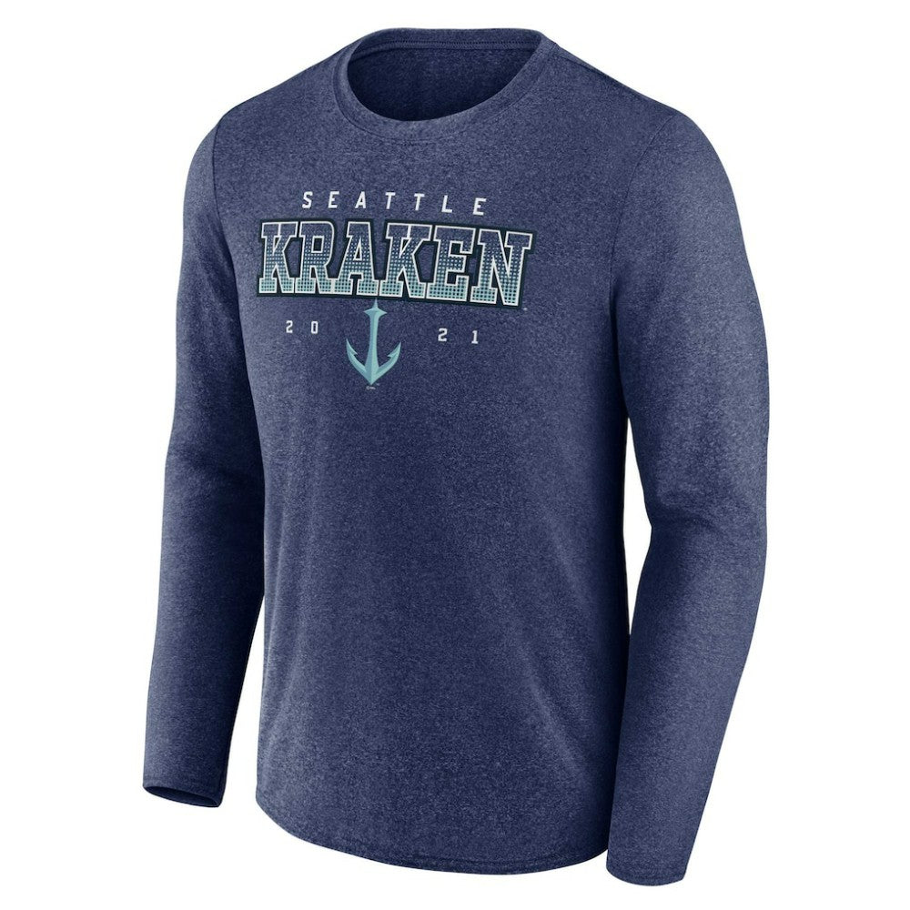 Seattle Kraken Fanatics Long Sleeve T-Shirt - Heather Deep Sea Blue - NHL