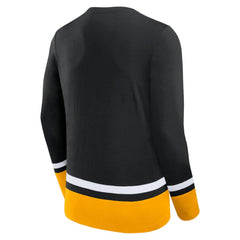 Boston Bruins Fanatics Back Pass Lace-Up Long Sleeve T-Shirt - Black - NHL