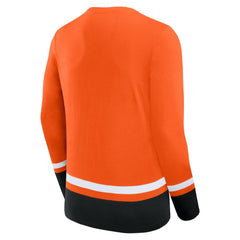 Philadelphia Flyers Fanatics Back Pass Lace-Up Long Sleeve T-Shirt - Orange - NHL