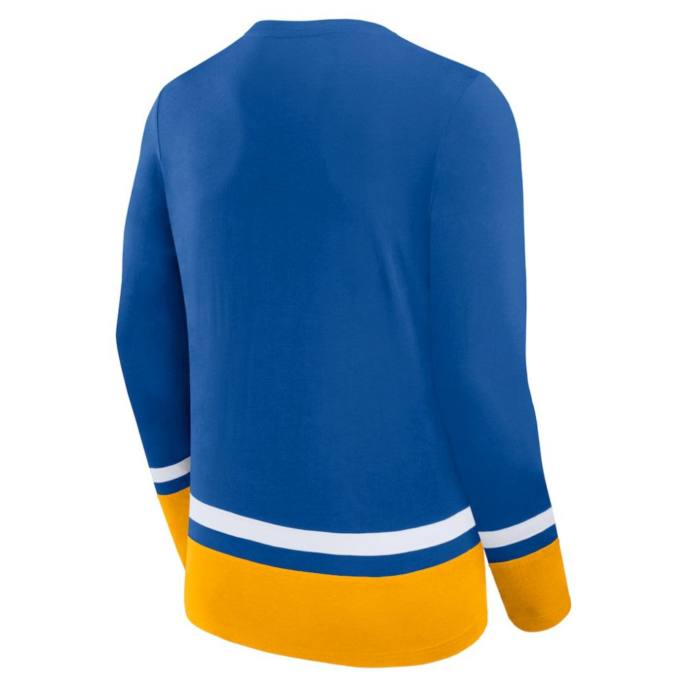 St. Louis Blues Fanatics Back Pass Lace-Up Long Sleeve T-Shirt - Blue - NHL