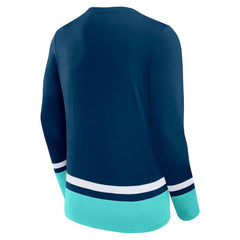 Seattle Kraken Fanatics Back Pass Lace-Up Long Sleeve T-Shirt - Deep Sea Blue - NHL