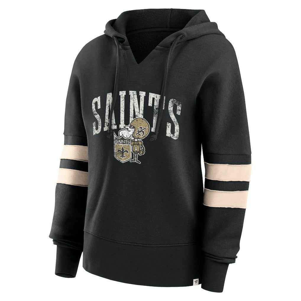 New Orleans Saints Women's Bold Move Dolman V-Neck Hip HIp Hoodie Black | Fanatics
