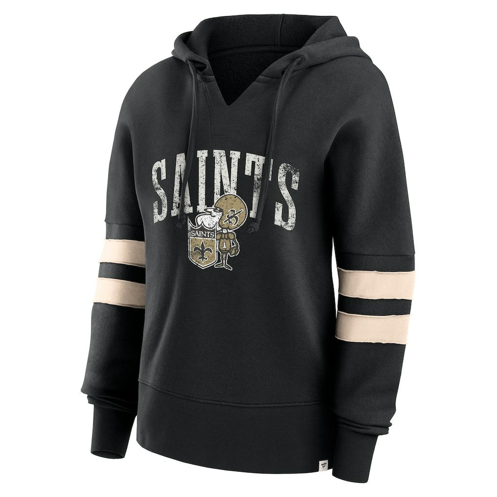 New Orleans Saints Women's Bold Move Dolman V-Neck Hip HIp Hoodie Black | Fanatics