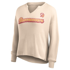 Tampa Bay Buccaneers Women's Go For It Notch Neck Waffle Knit Lightweight Long Sleeve T-Shirt Tan | Fanatics
