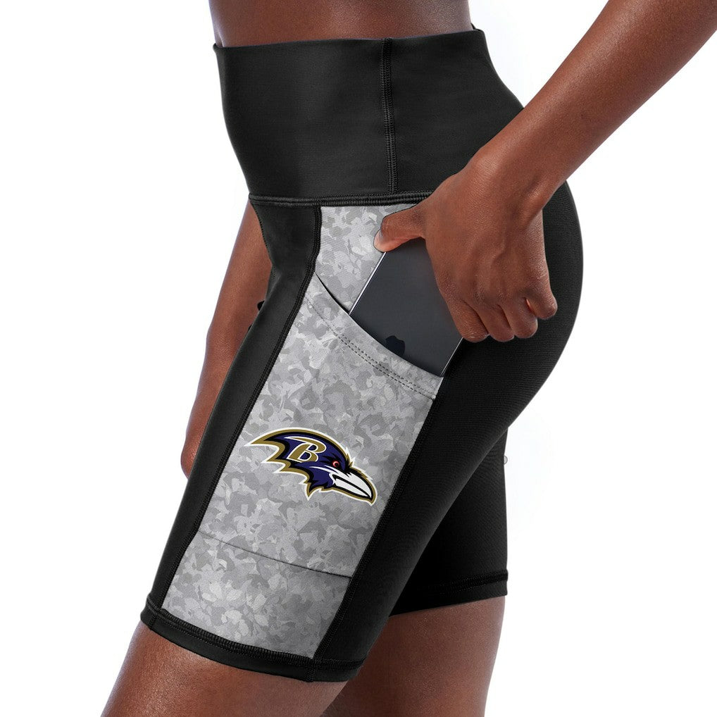 Baltimore Ravens Certo Women's High Waist Logo Two-Pocket Biker Shorts Black | NFL