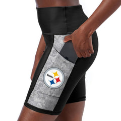 Pittsburgh Steelers Certo Women's High Waist Logo Two-Pocket Biker Shorts Black | NFL