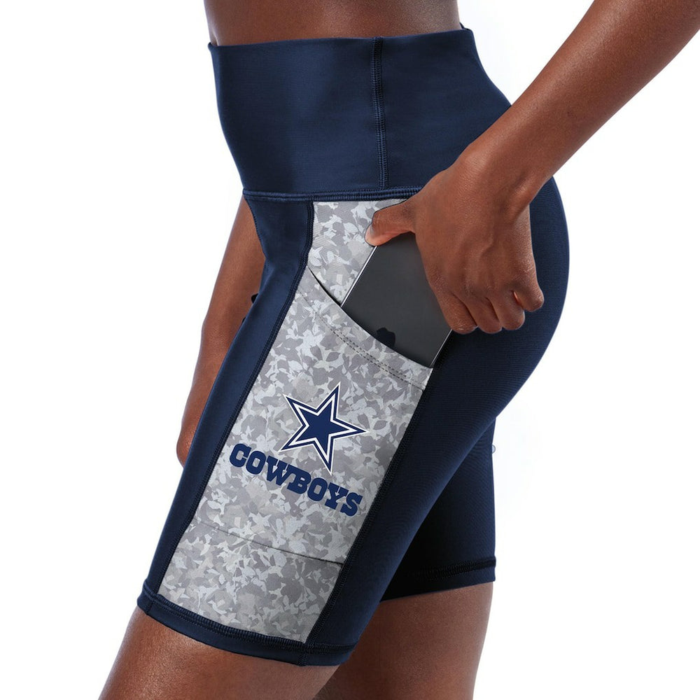 Dallas Cowboys Certo Women's High Waist Logo Two-Pocket Biker Shorts Navy | NFL