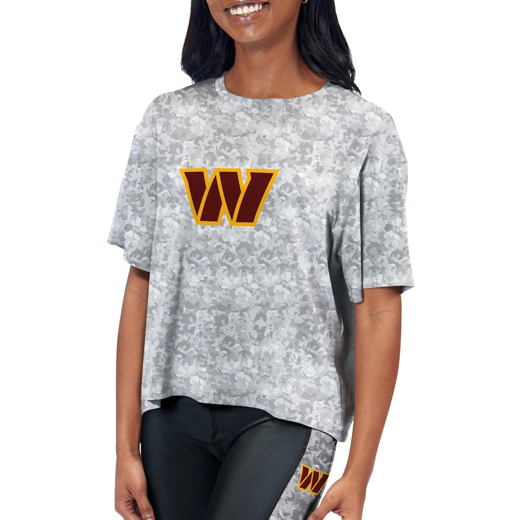 Washington Commanders Certo Women's Cropped Turnout T-Shirt Gray | NFL