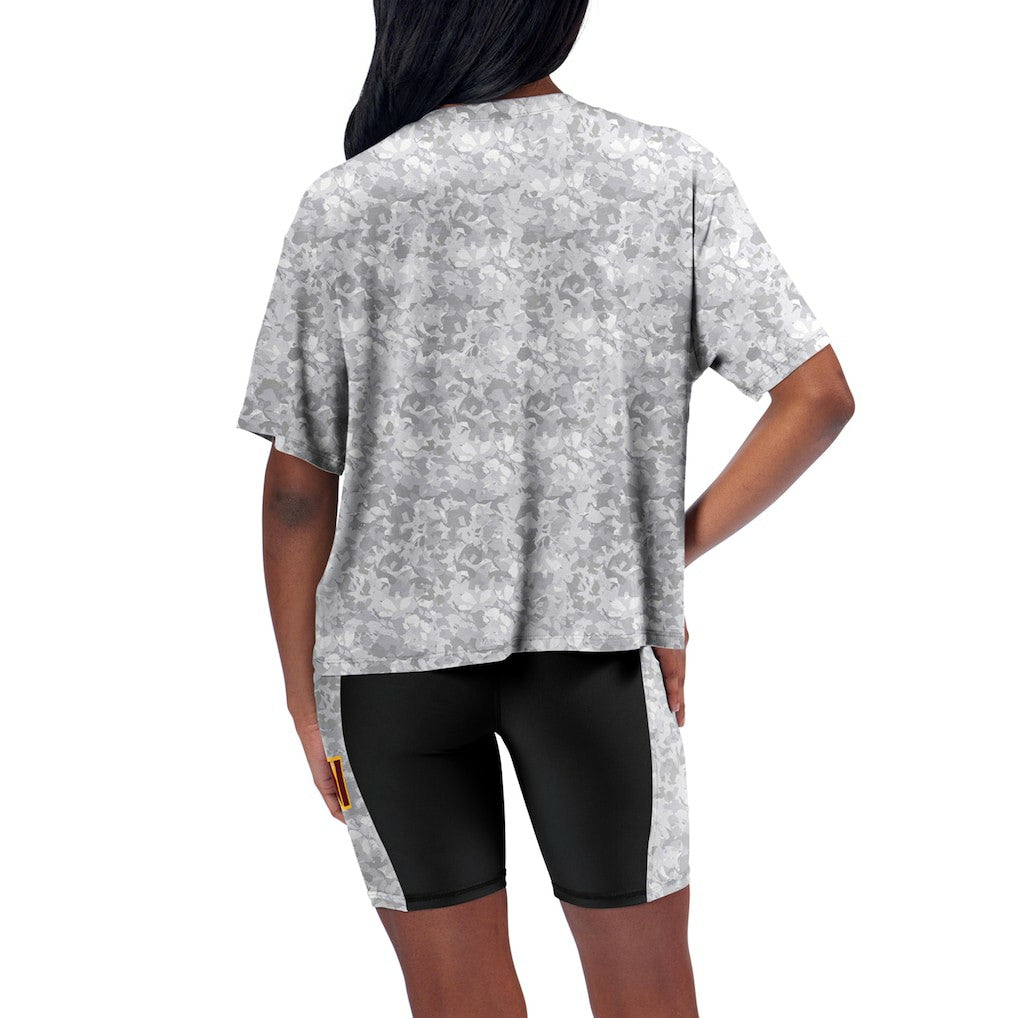 Washington Commanders Certo Women's Cropped Turnout T-Shirt Gray | NFL