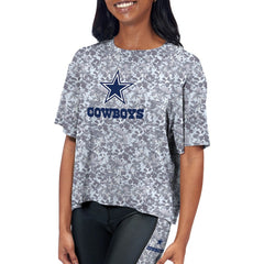 Dallas Cowboys Certo Women's Cropped Turnout T-Shirt Navy | NFL