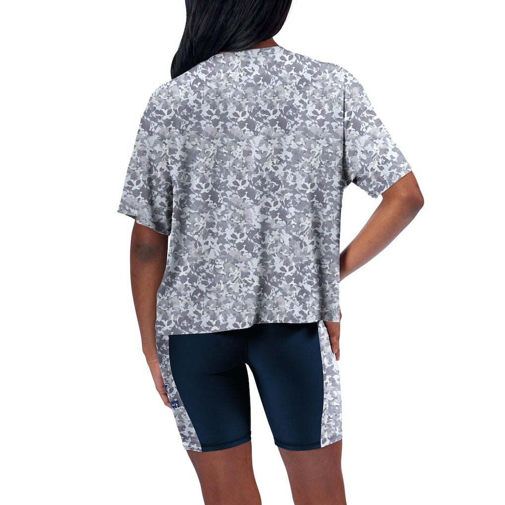 Dallas Cowboys Certo Women's Cropped Turnout T-Shirt Navy | NFL