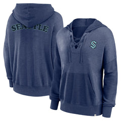 Seattle Kraken Fanatics Women's Breakout Lace-Up Pullover Hoodie - Navy - NHL
