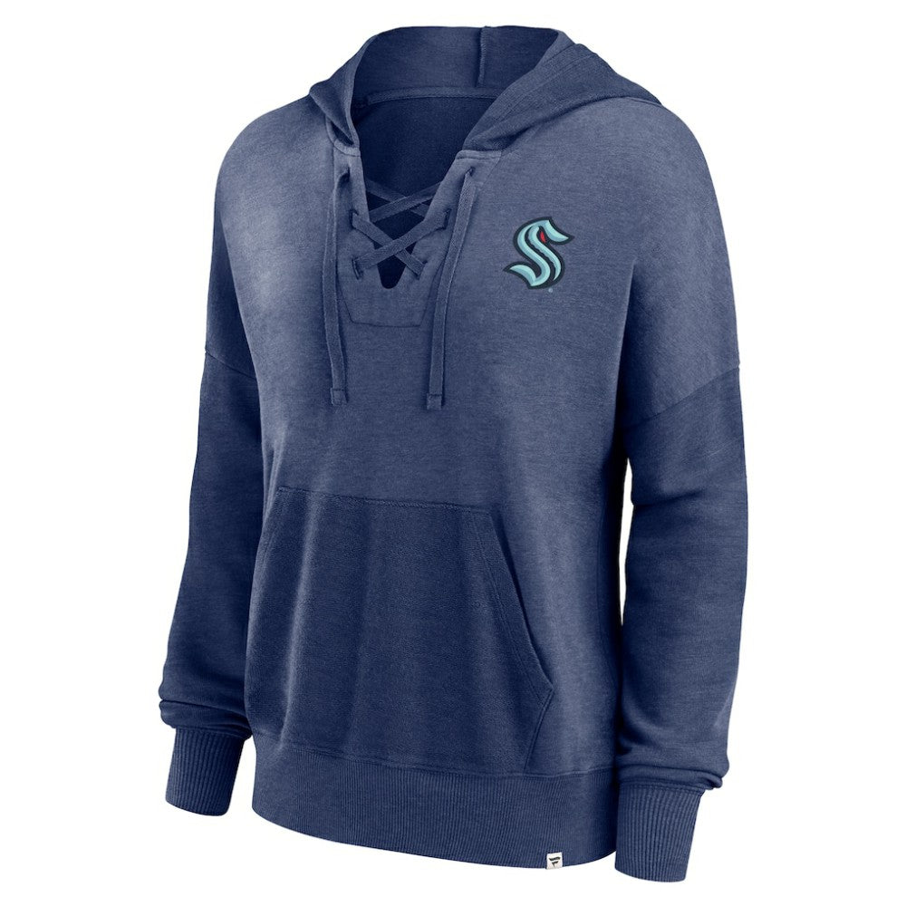 Seattle Kraken Fanatics Women's Breakout Lace-Up Pullover Hoodie - Navy - NHL