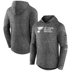 St. Louis Blues Fanatics Stacked Long Sleeve Hoodie T-Shirt - Heather Charcoal - NHL
