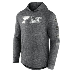 St. Louis Blues Fanatics Stacked Long Sleeve Hoodie T-Shirt - Heather Charcoal - NHL