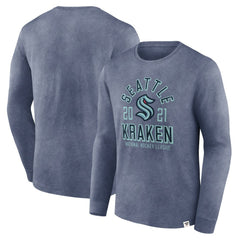 Seattle Kraken Fanatics Keep The Zone Long Sleeve T-Shirt - Heather Deep Sea Blue - NHL