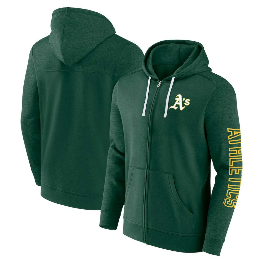 Athletics Fanatics Offensive Line Up Lightweight Full-Zip Hoodie - MLB