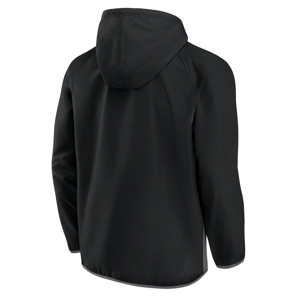 Brooklyn Nets Anorak Flagrant Foul Color-Block Raglan Hoodie Half-Zip Jacket Black/Gray - NBA