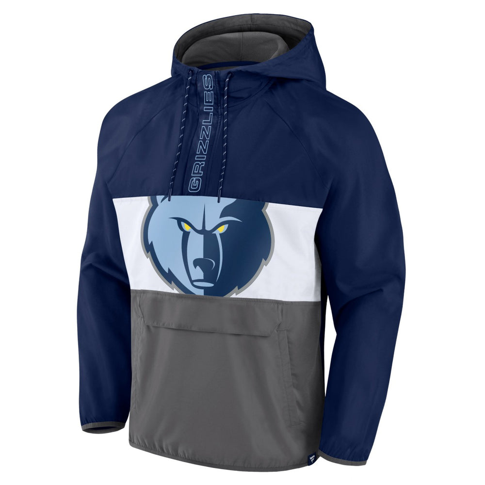 Memphis Grizzlies Anorak Flagrant Foul Color-Block Raglan Hoodie Half-Zip Jacket Navy/Gray - NBA