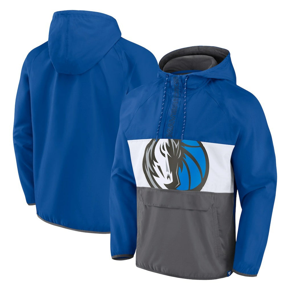 Dallas Mavericks Anorak Flagrant Foul Color-Block Raglan Hoodie Half-Zip Jacket Blue/Gray - NBA