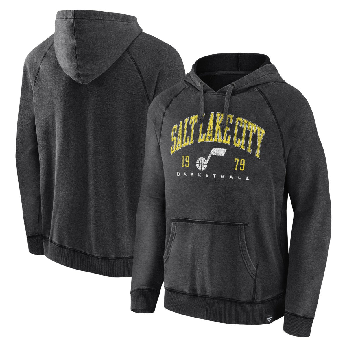 Utah Jazz Foul Trouble Snow Wash Raglan Pullover Hoodie Heather Charcoal - NBA