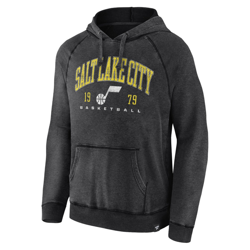 Utah Jazz Foul Trouble Snow Wash Raglan Pullover Hoodie Heather Charcoal - NBA