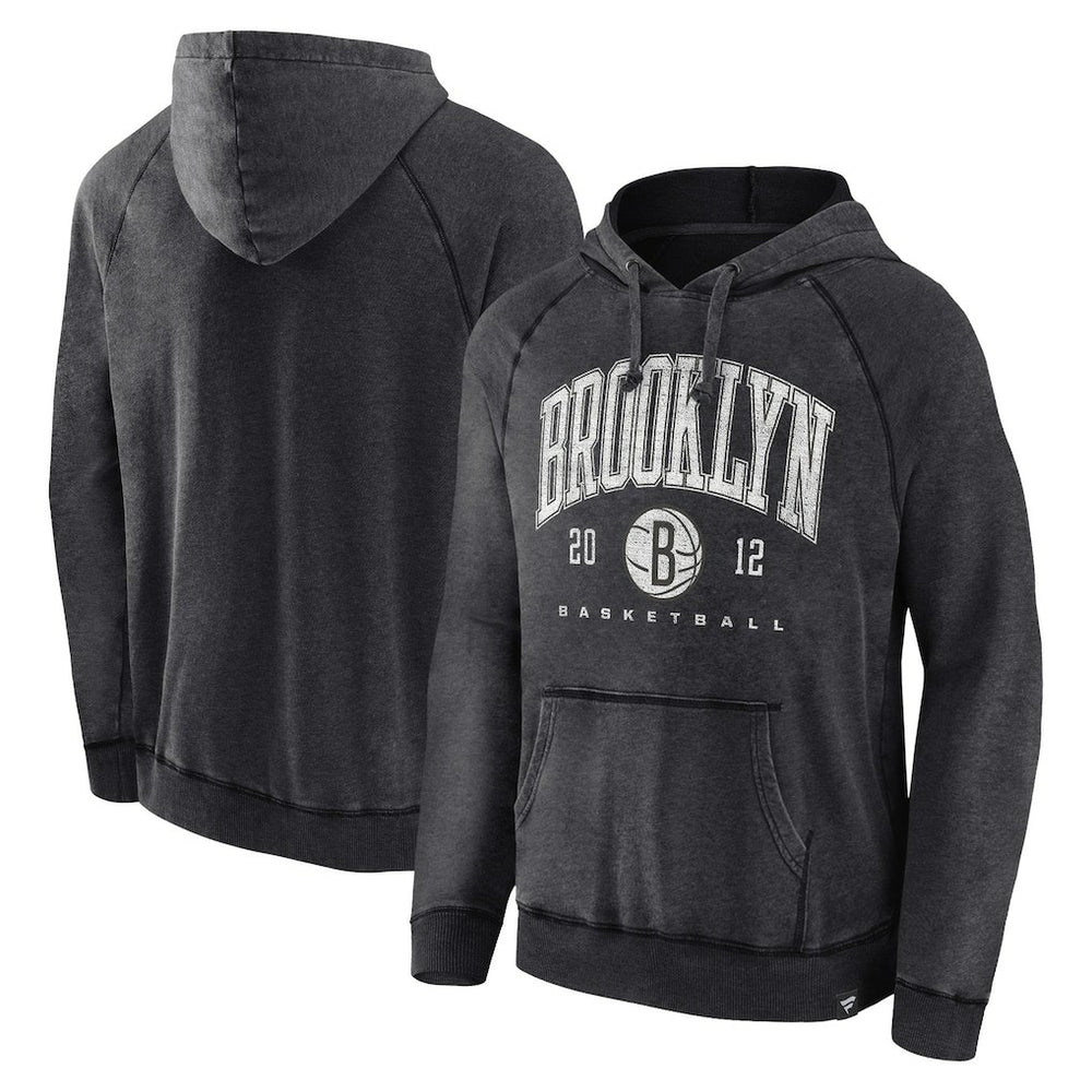 Brooklyn Nets Foul Trouble Snow Wash Raglan Pullover Hoodie Heather Charcoal - NBA