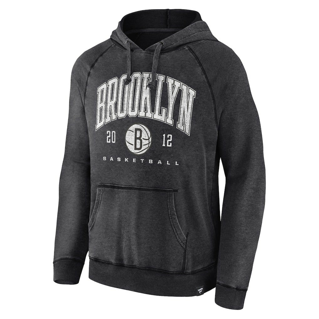 Brooklyn Nets Foul Trouble Snow Wash Raglan Pullover Hoodie Heather Charcoal - NBA