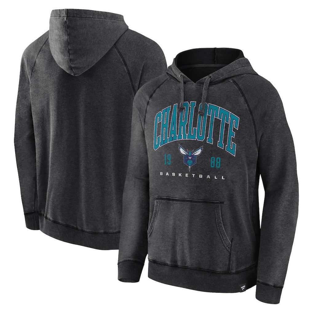 Charlotte Hornets Foul Trouble Snow Wash Raglan Pullover Hoodie Heather Charcoal - NBA