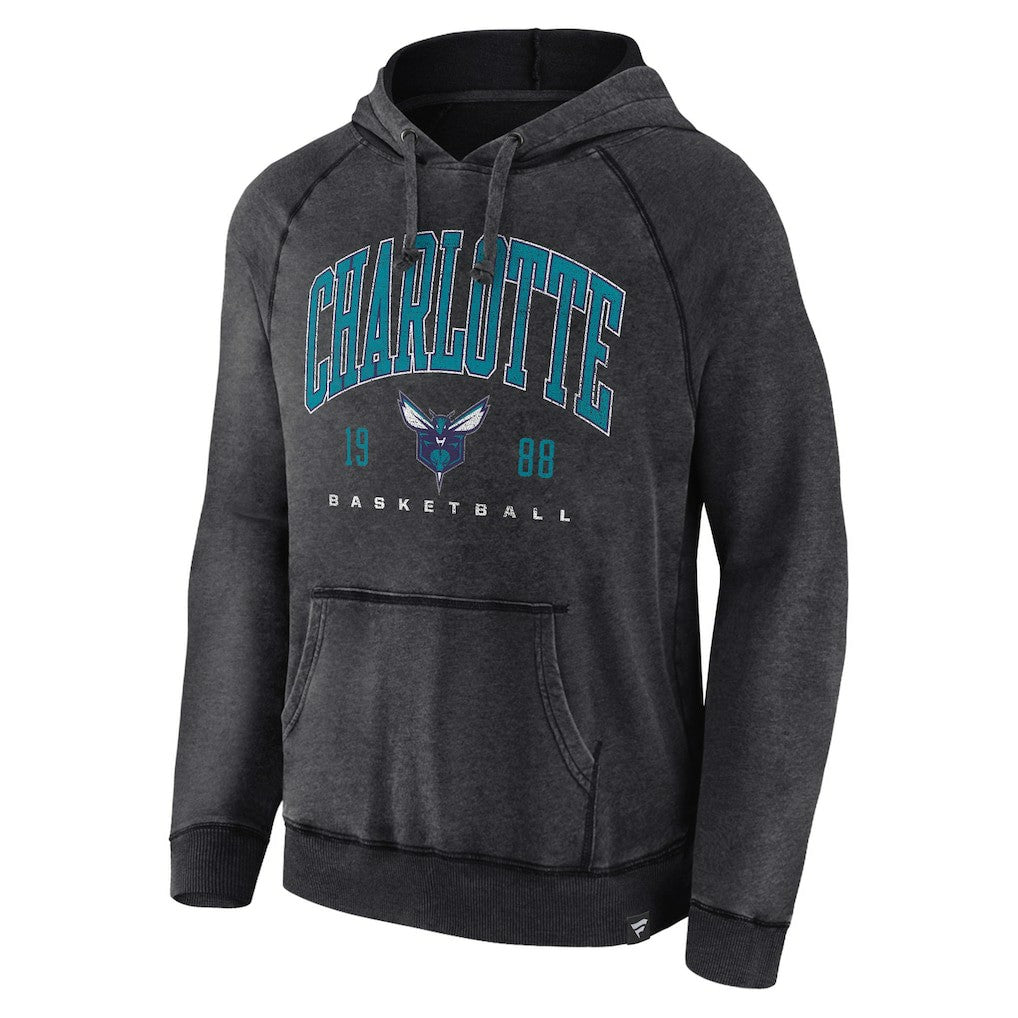 Charlotte Hornets Foul Trouble Snow Wash Raglan Pullover Hoodie Heather Charcoal - NBA