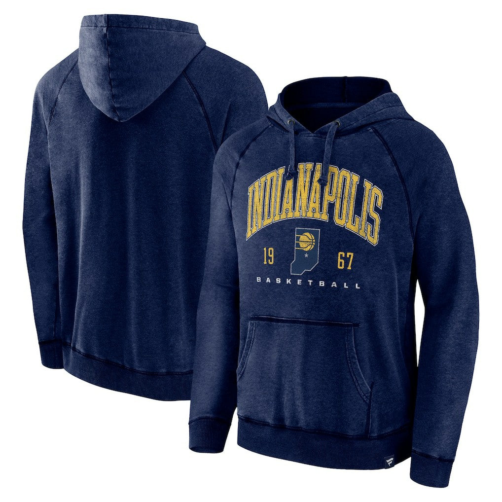 Indiana Pacers Foul Trouble Snow Wash Raglan Pullover Hoodie Heather Navy - NBA