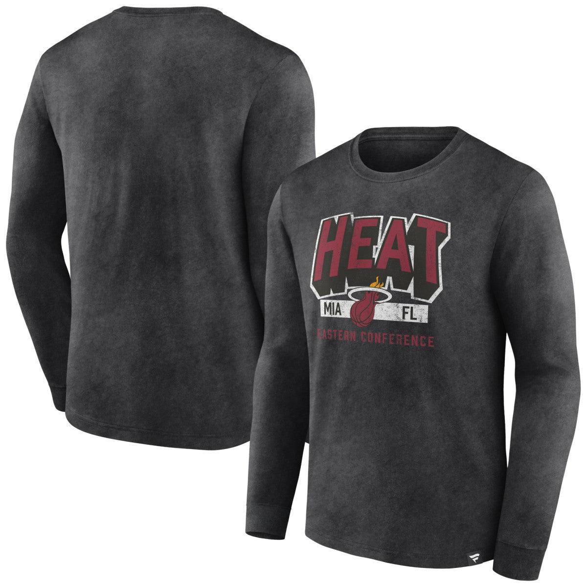 Miami Heat Front Court Press Snow Wash Long Sleeve T-Shirt Heather Charcoal - NBA