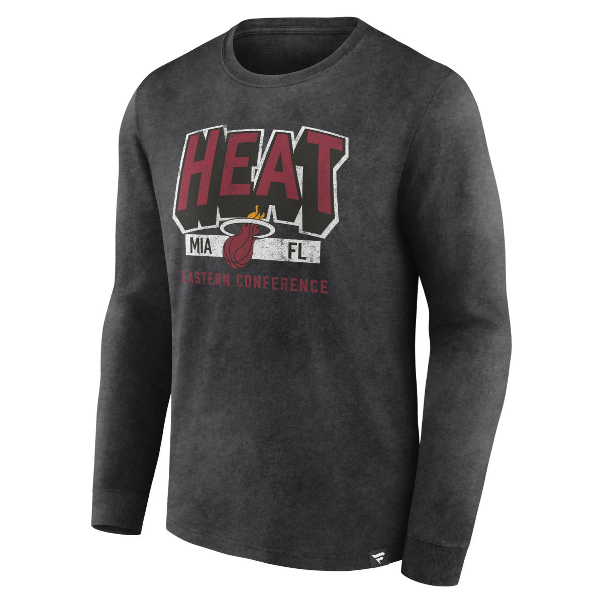 Miami Heat Front Court Press Snow Wash Long Sleeve T-Shirt Heather Charcoal - NBA