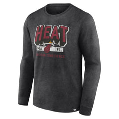 Miami Heat Front Court Press Snow Wash Long Sleeve T-Shirt Heather Charcoal - NBA