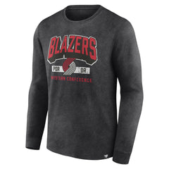 Portland Trail Blazers Front Court Press Snow Wash Long Sleeve T-Shirt Heather Charcoal - NBA
