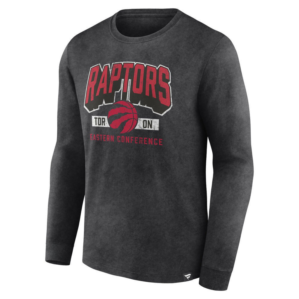 Toronto Raptors Front Court Press Snow Wash Long Sleeve T-Shirt Heather Charcoal - NBA