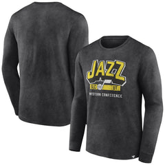 Utah Jazz Front Court Press Snow Wash Long Sleeve T-Shirt Heather Charcoal - NBA