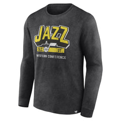 Utah Jazz Front Court Press Snow Wash Long Sleeve T-Shirt Heather Charcoal - NBA