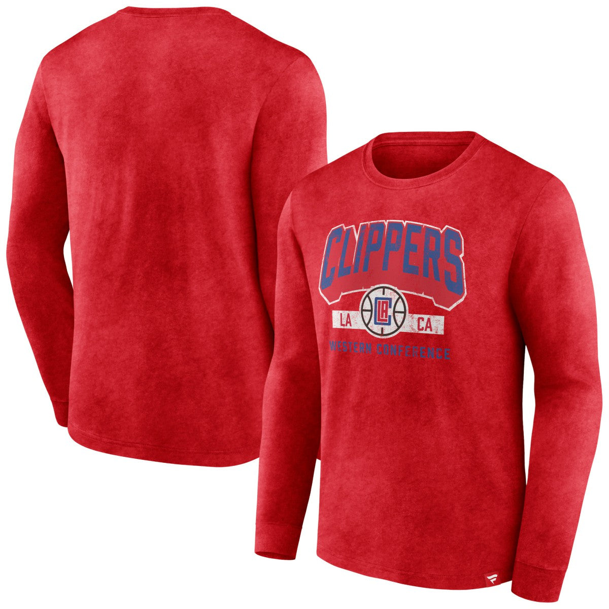 LA Clippers Front Court Press Snow Wash Long Sleeve T-Shirt Heather Red - NBA