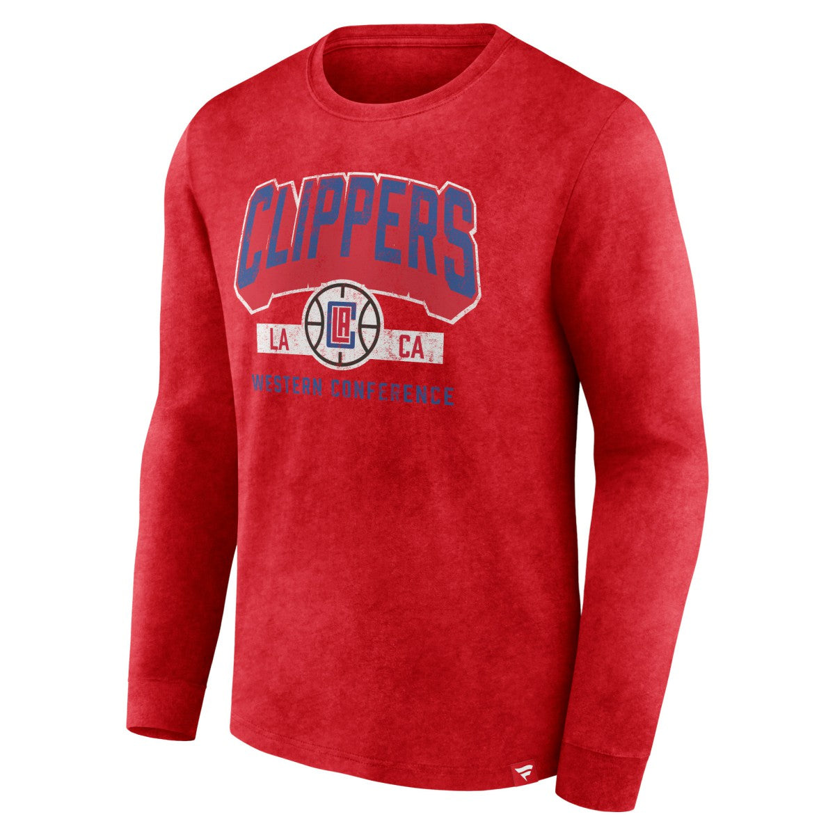 LA Clippers Front Court Press Snow Wash Long Sleeve T-Shirt Heather Red - NBA